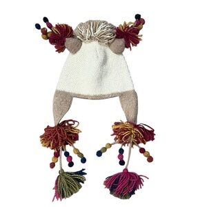 Peruvian Trading Company Knit Chullo Hat Beanie Tassels Ear Flaps Winter Boho